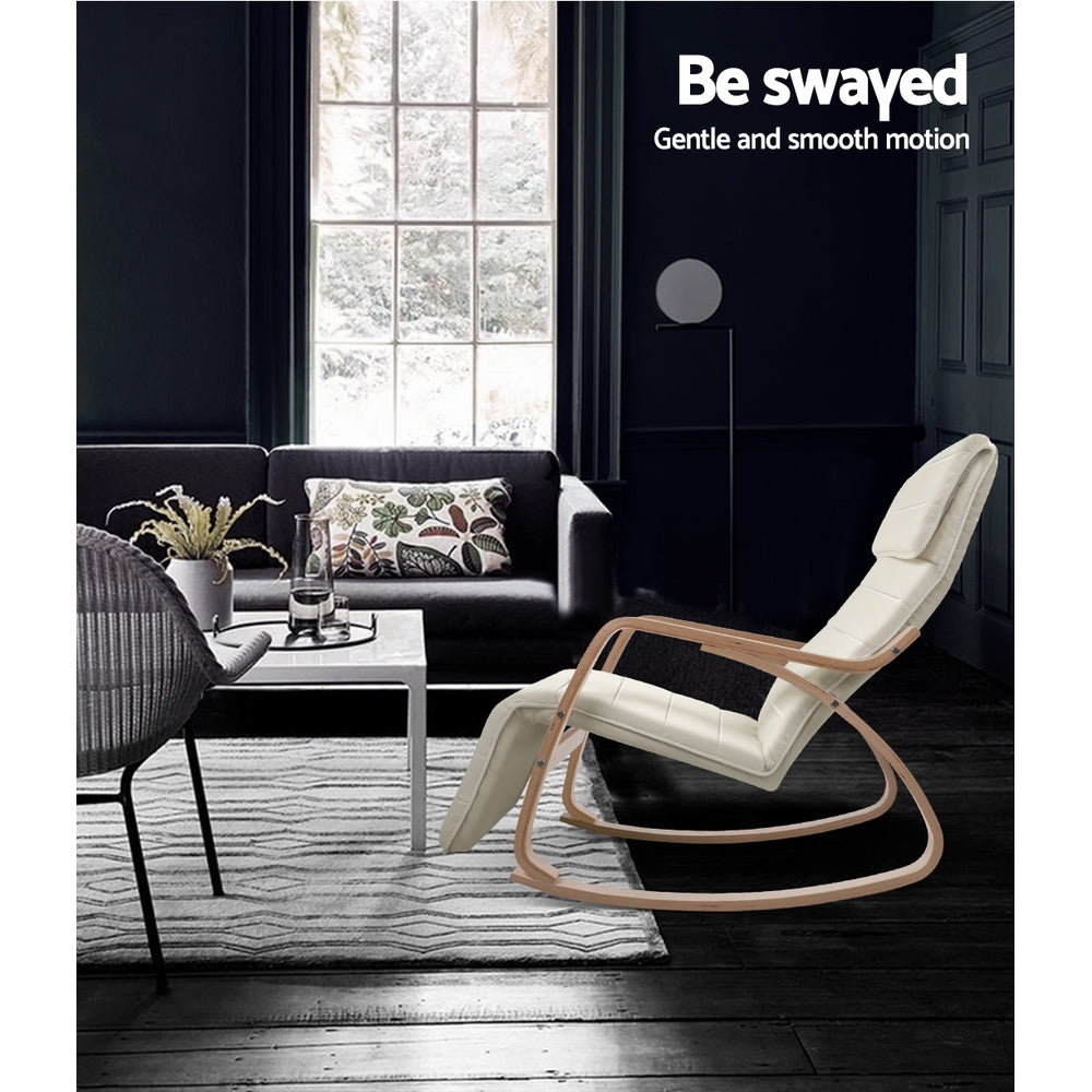 Afton Modern Rocking Armchair with Adjustable Footrest