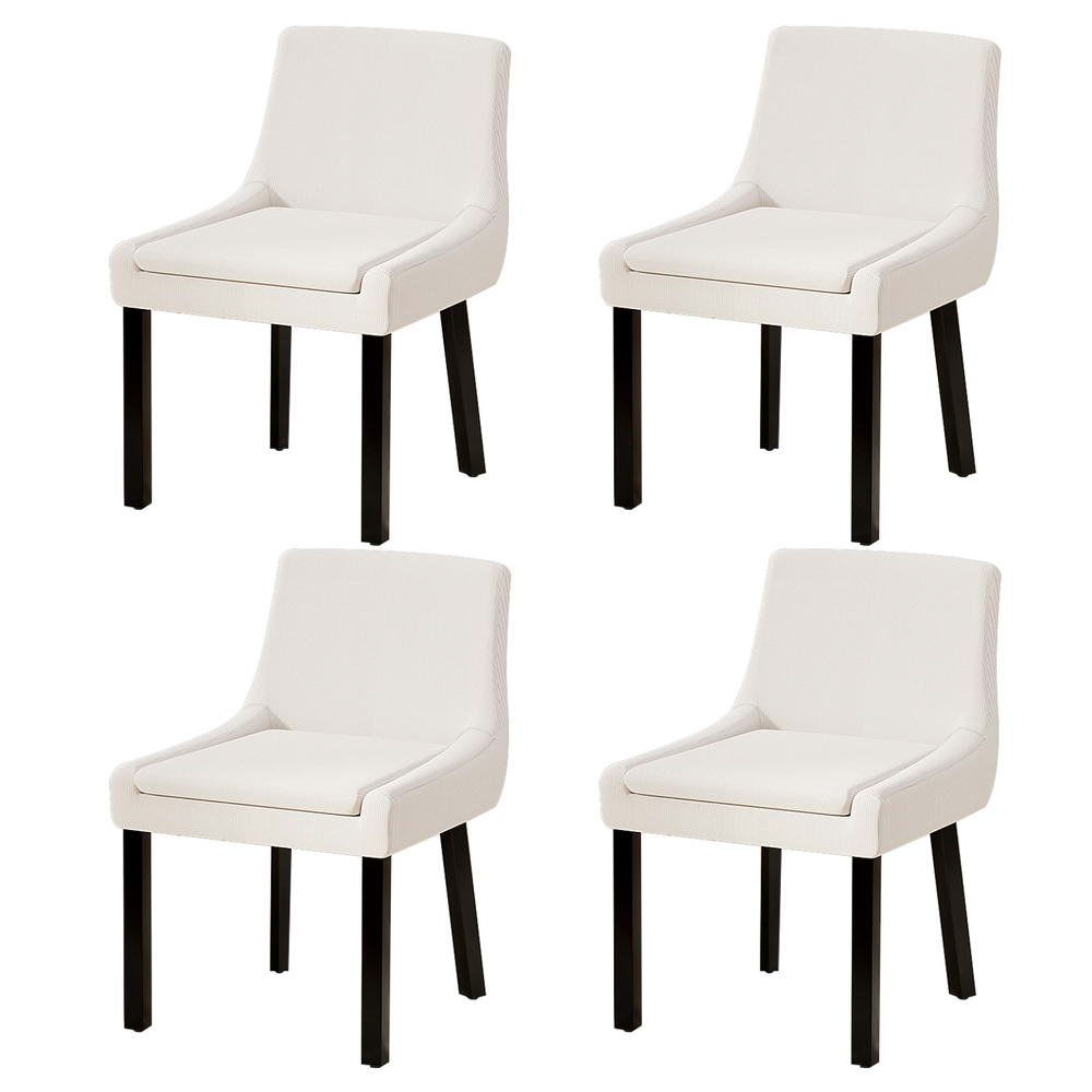 Corduroy Dining Chairs Set of 4 - Beige