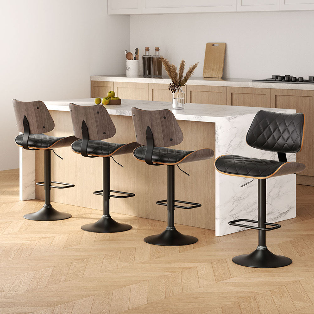 Elegant PU Leather Bar Stools with Gas Lift