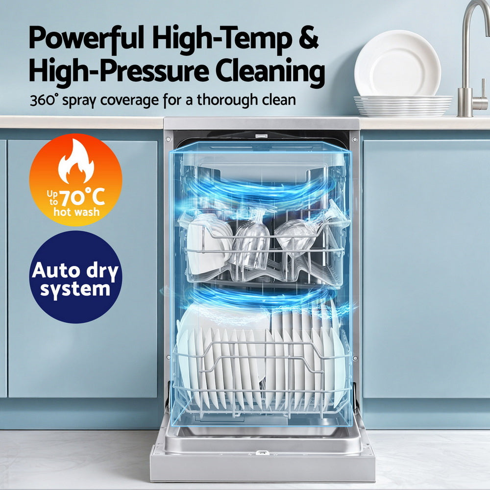 Devanti 10 Place Settings Freestanding Dishwasher Silver