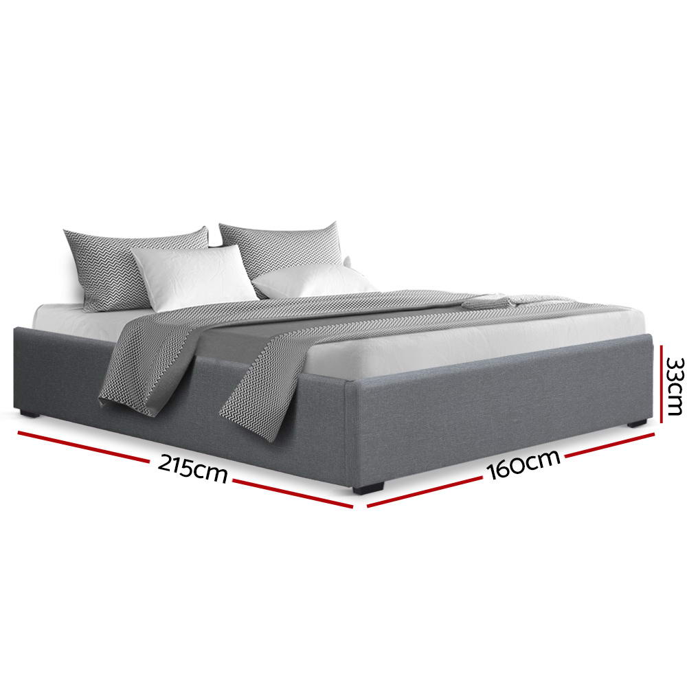 Toki Grey Gas-Lift Queen Bed Frame