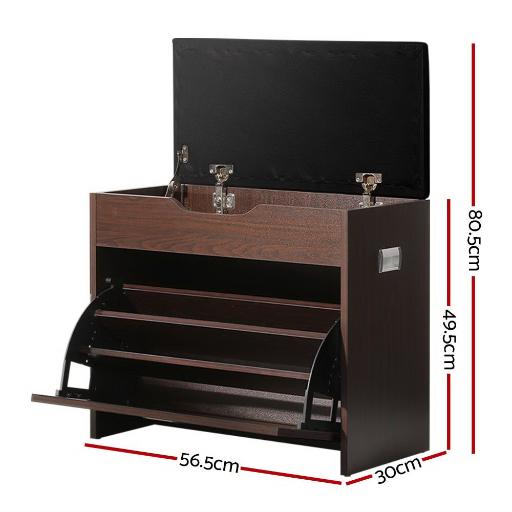 Elegant 3-Tier PU Leather Shoe Storage Bench