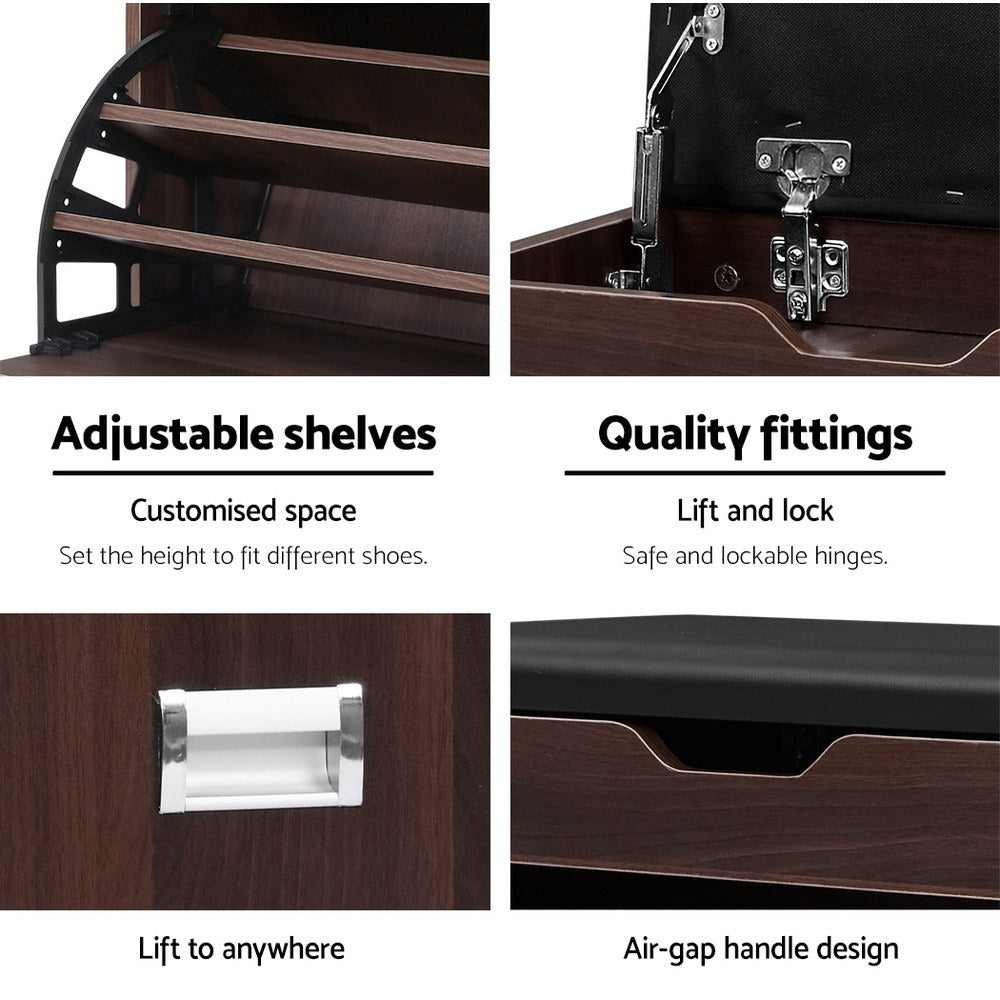 Elegant 3-Tier PU Leather Shoe Storage Bench