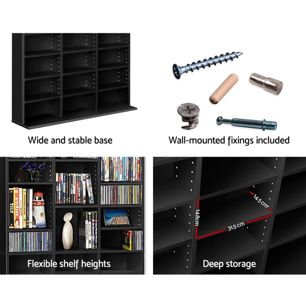 Artiss Black CD Storage Bookshelf