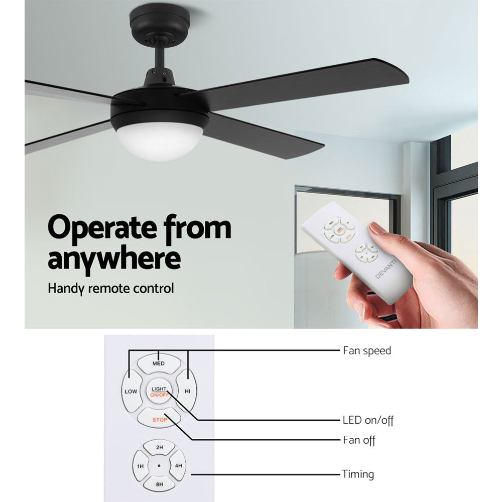 Devanti 52'' Remote-Controlled Ceiling Fan with Light