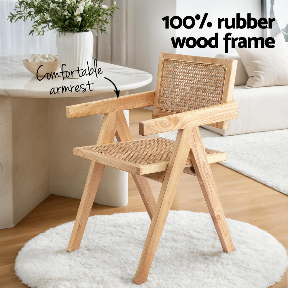 Modern Retro Rattan Dining Chair with Armrests
