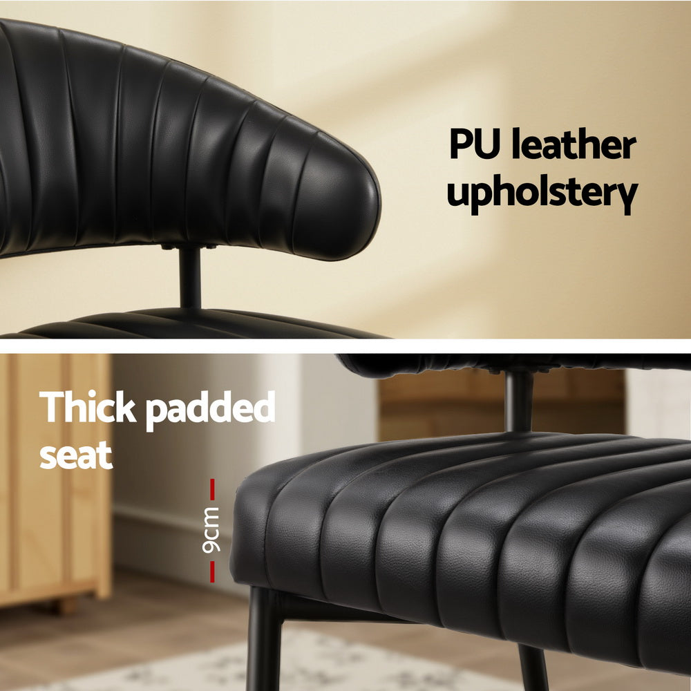 Elegant Black Leather Dining Chairs Set of 4