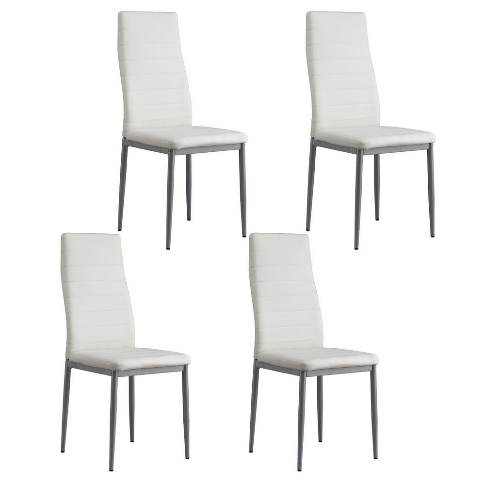 Elegant White Leather Dining Chairs Set of 4