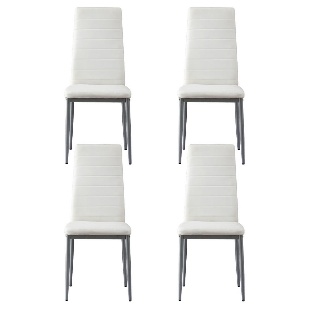 Elegant White Leather Dining Chairs Set of 4