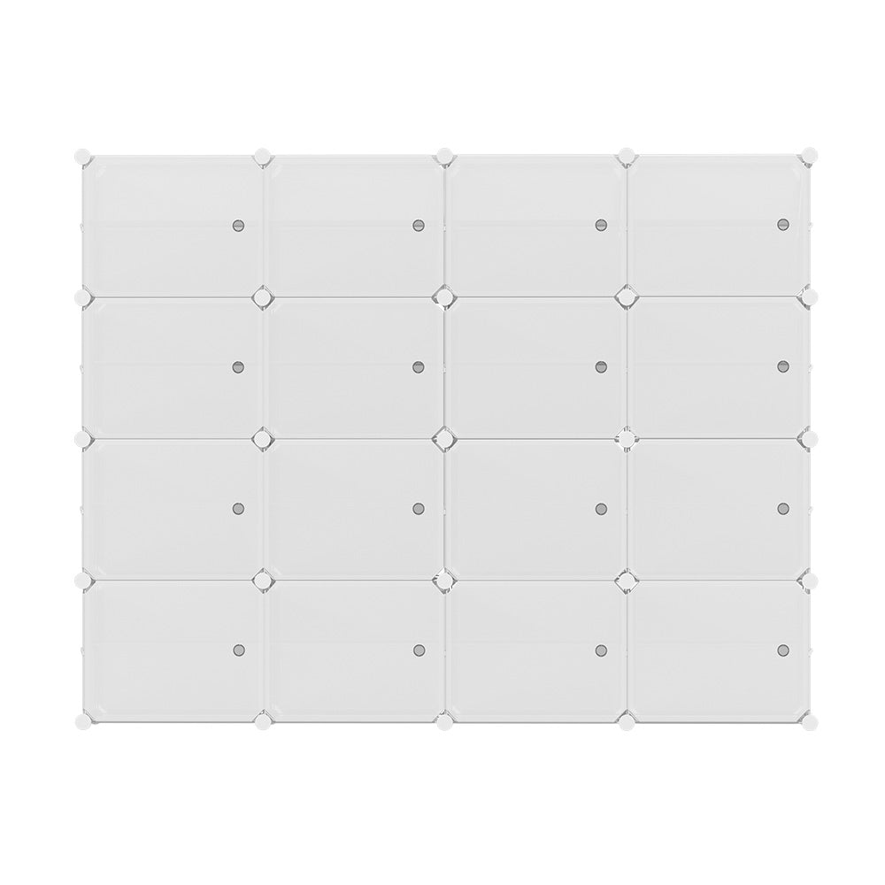16-Cube Stackable Shoe Rack in White