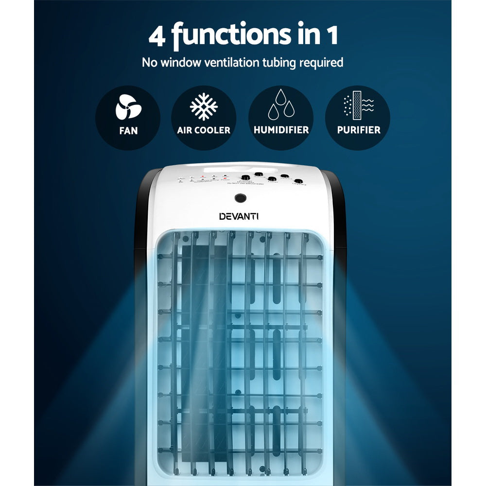 Devanti 4L Evaporative Air Cooler Conditioner with Humidifier & Purifier