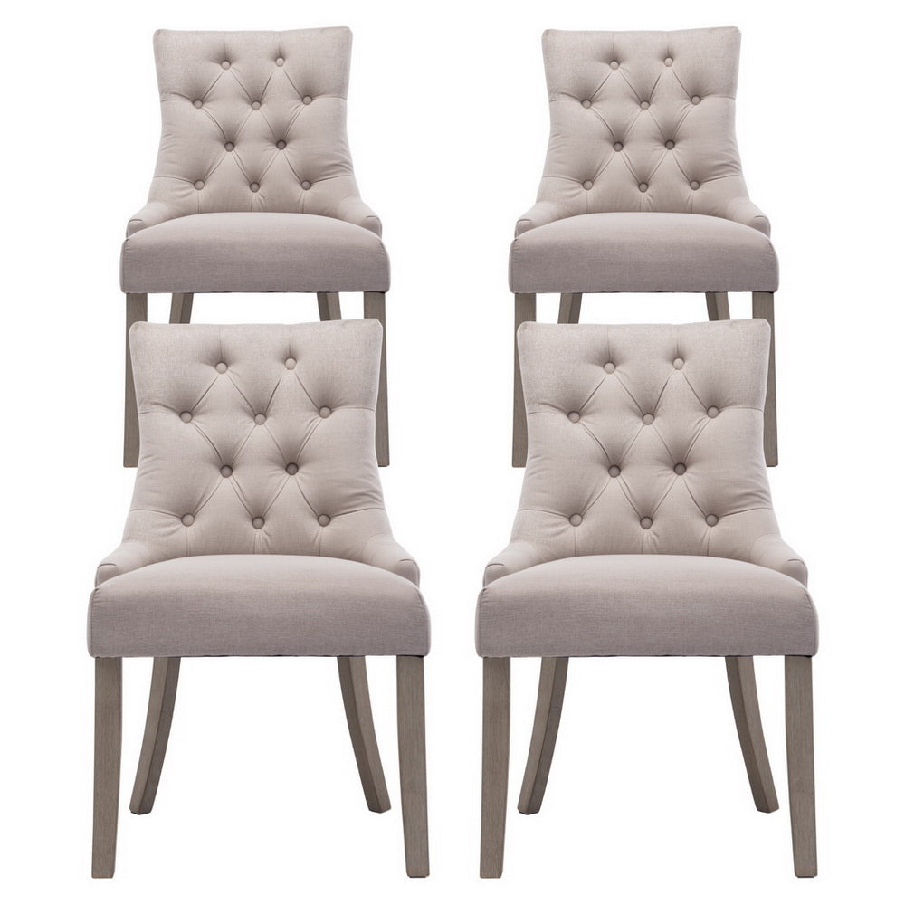 Elegant Linen French Provincial Dining Chair Set