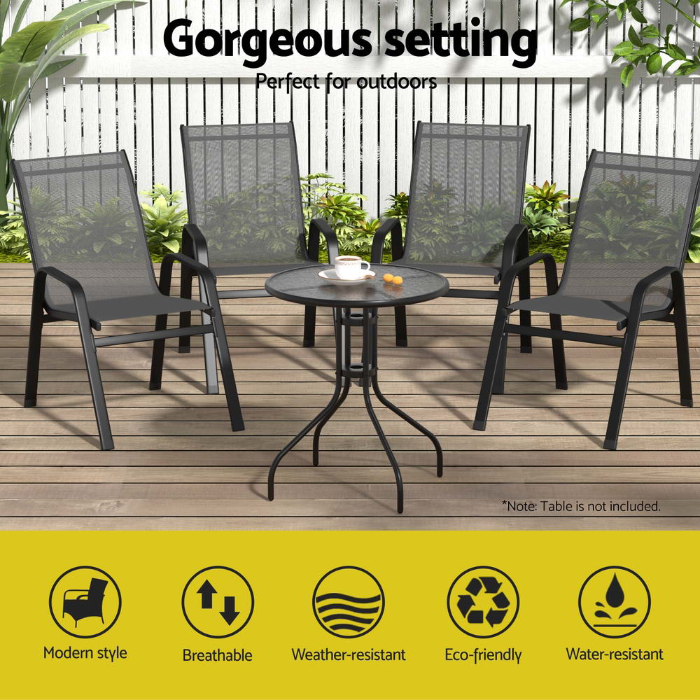 Gardeon 4-Piece Stackable Outdoor Dining Chairs