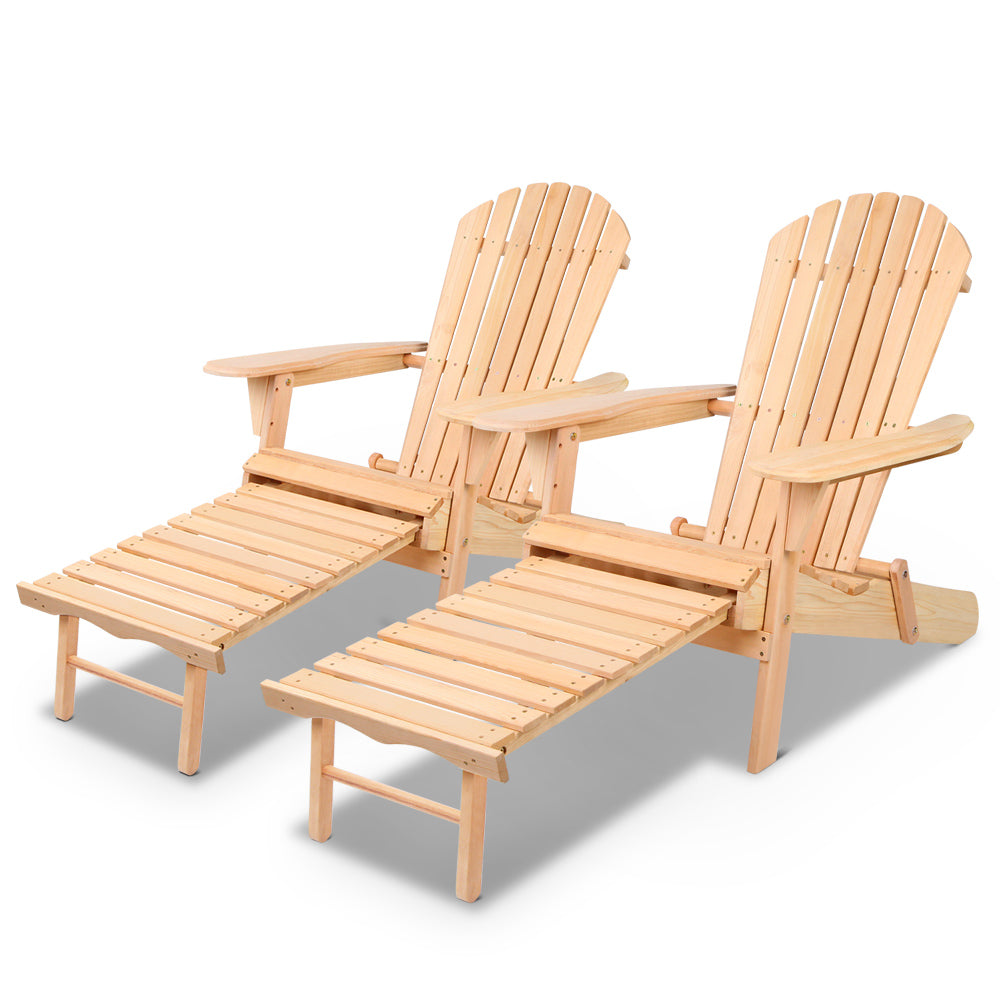 Gardeon 2PC Wooden Adirondack Chair Set