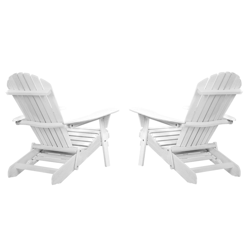Gardeon 2PC Adirondack Outdoor Chairs Wood Foldable Sun Lounge Patio Furniture