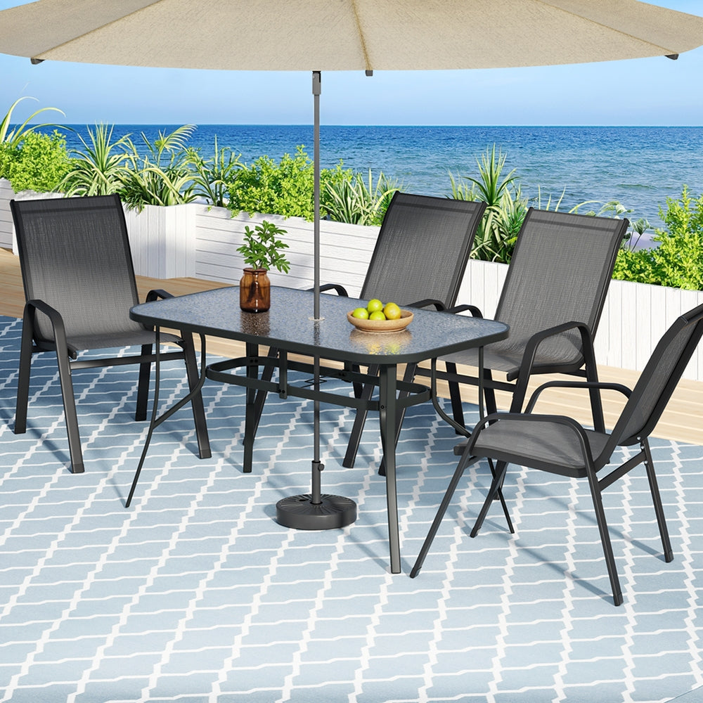 Gardeon 5PC Grey Outdoor Dining Set