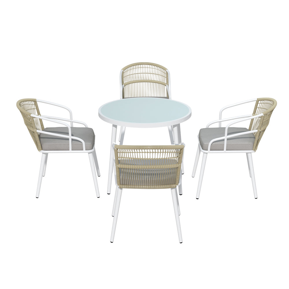 Gardeon 5-Piece White Outdoor Dining Set