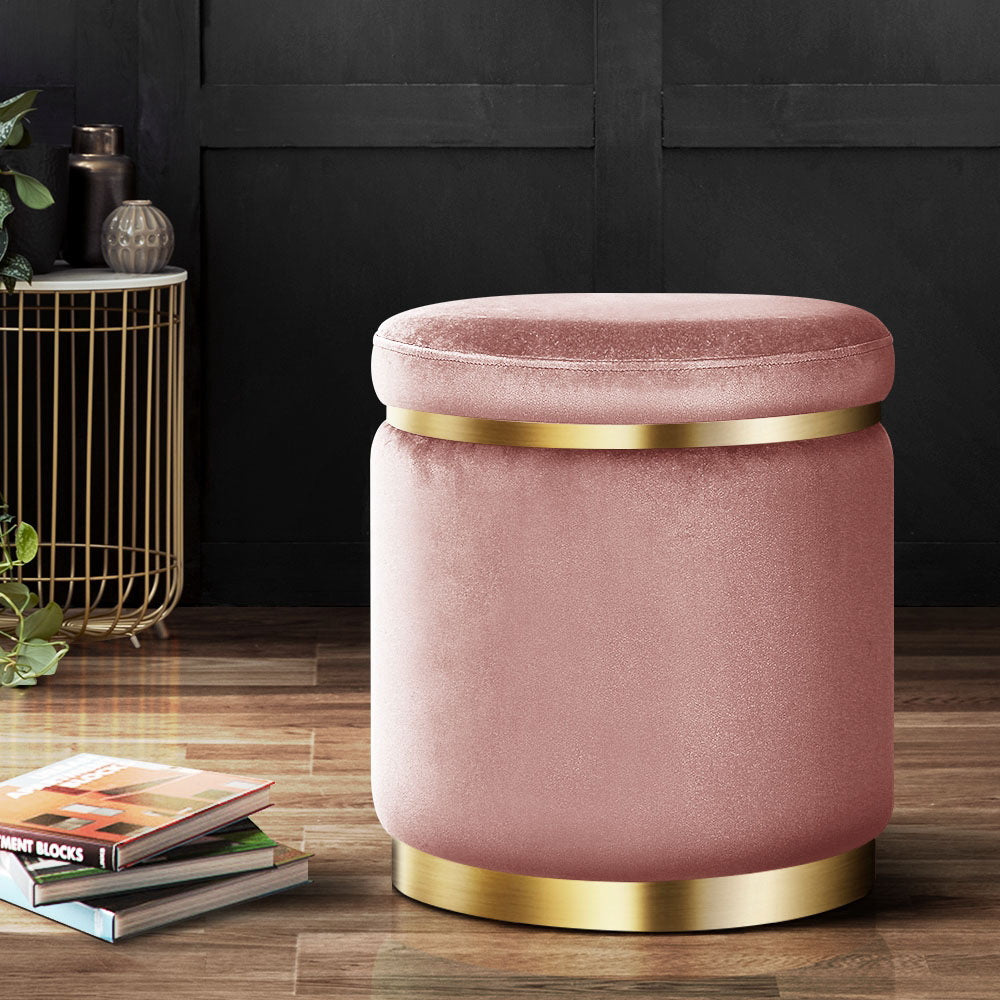 Elegant Velvet Round Ottoman Foot Stool