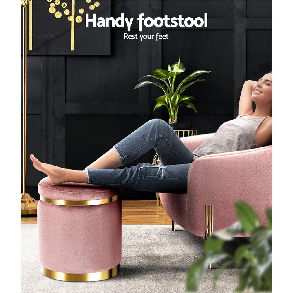 Elegant Velvet Round Ottoman Foot Stool