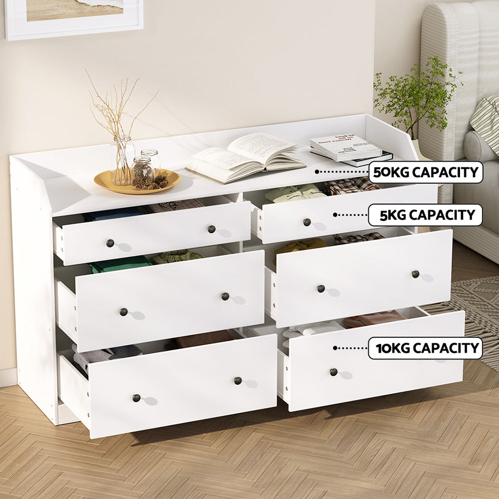 Contemporary White 6-Drawer Chest of Drawers