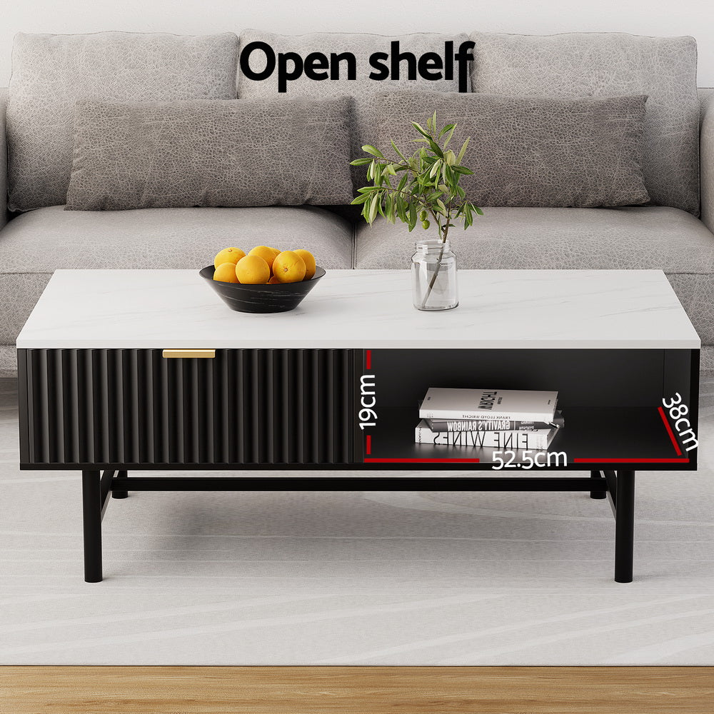 Artiss Black Coffee Table with Drawer Storage