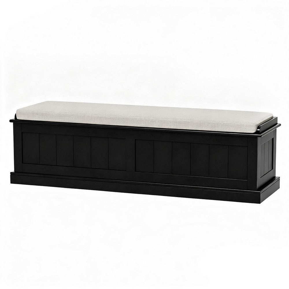 Artiss Fluted Black Storage Ottoman 140cm