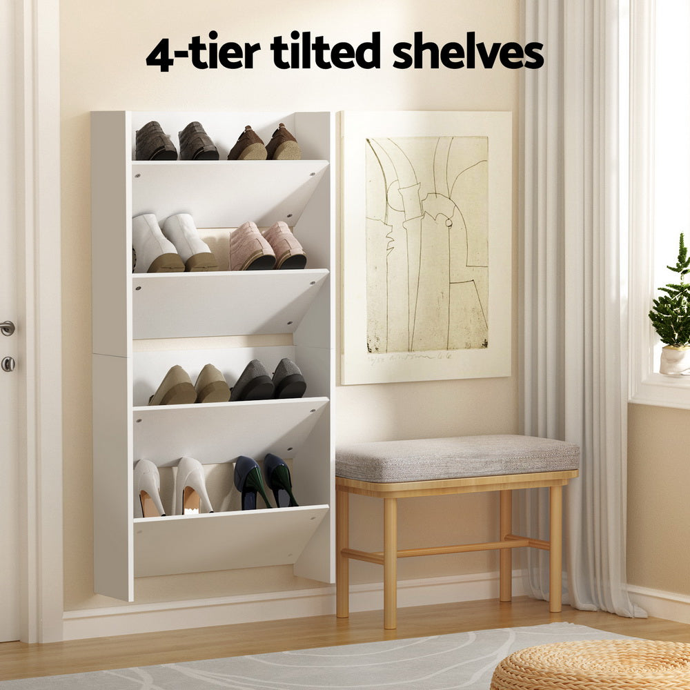2-Tier Wall-Mounted Shoe Rack for Organized Entryway