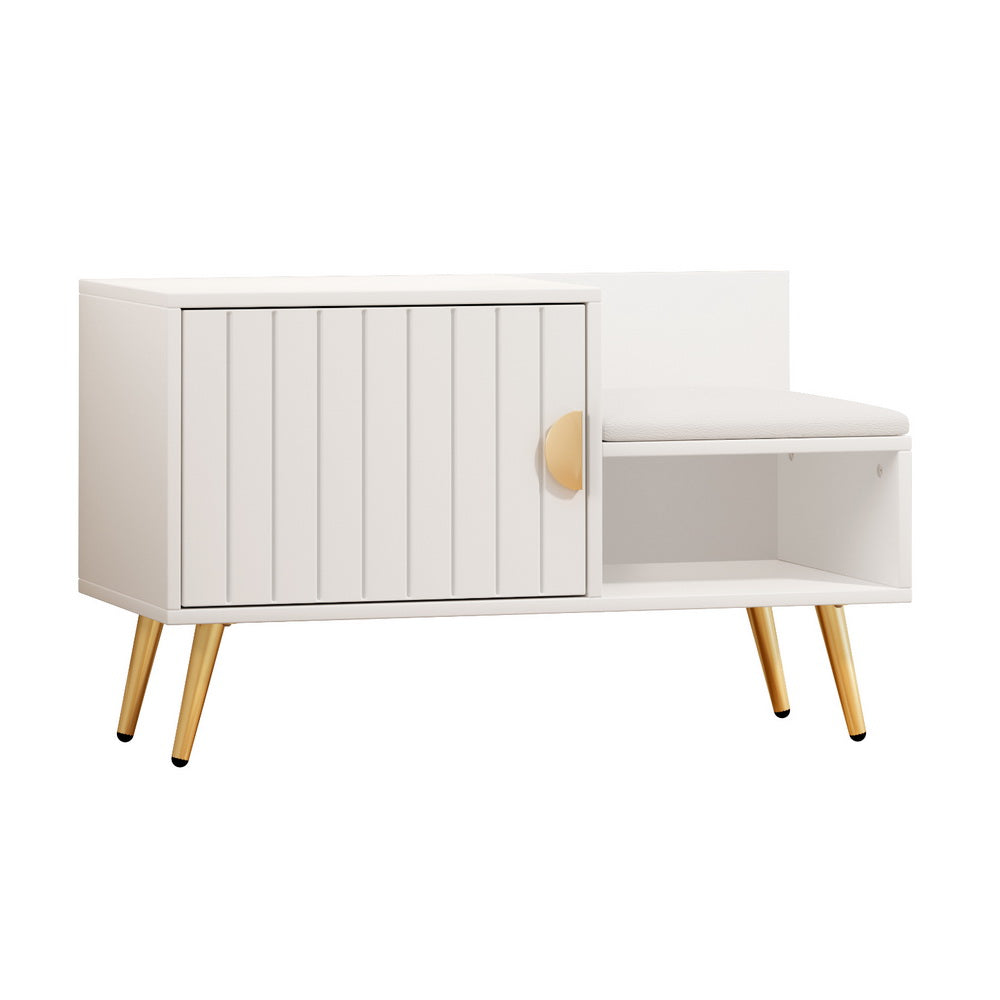 Elegant White Shoe Rack Bench Cabinet
