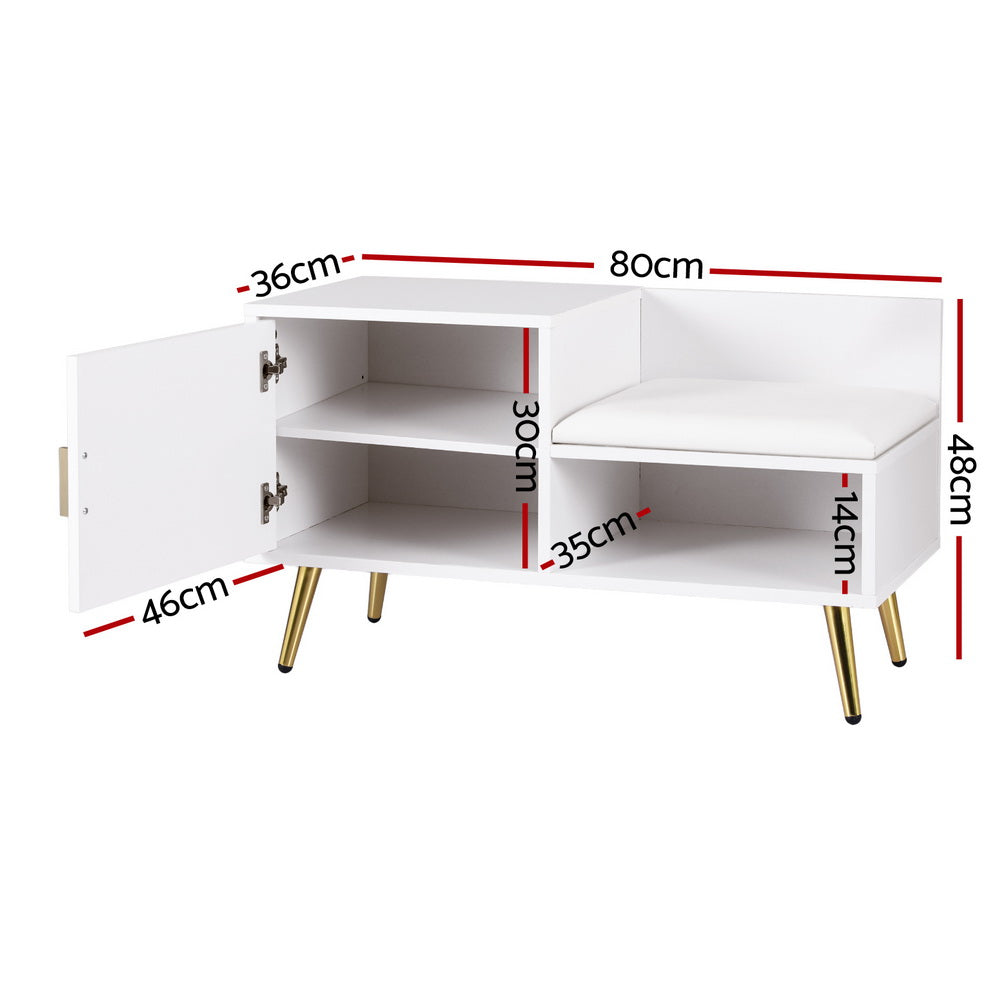 Elegant White Shoe Rack Bench Cabinet
