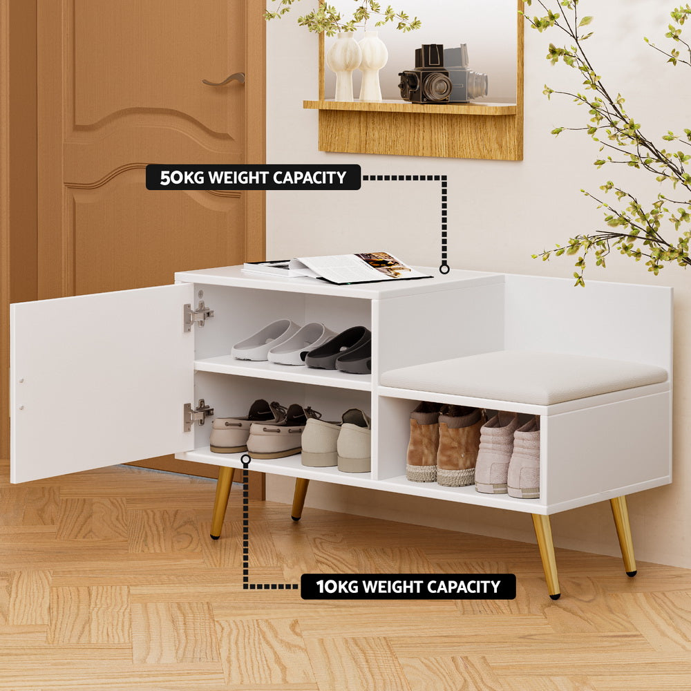 Elegant White Shoe Rack Bench Cabinet