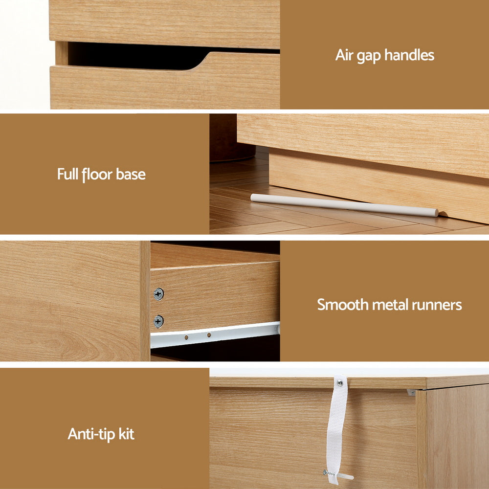 6-Drawer Pine Storage Dresser Table