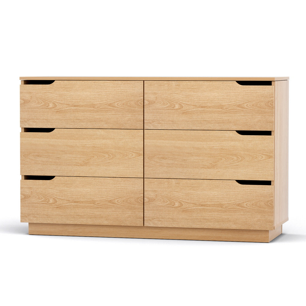 6-Drawer Pine Storage Dresser Table