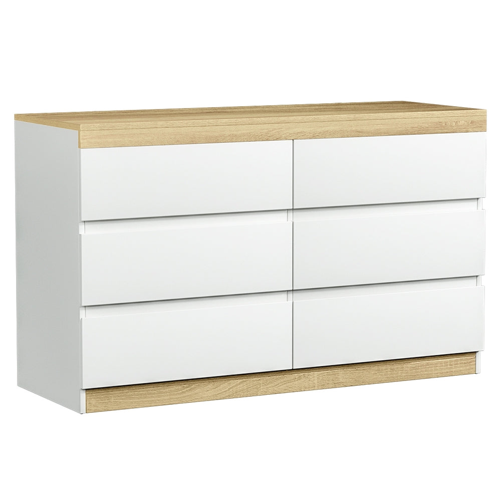 Elegant White and Oak Chest of Drawers