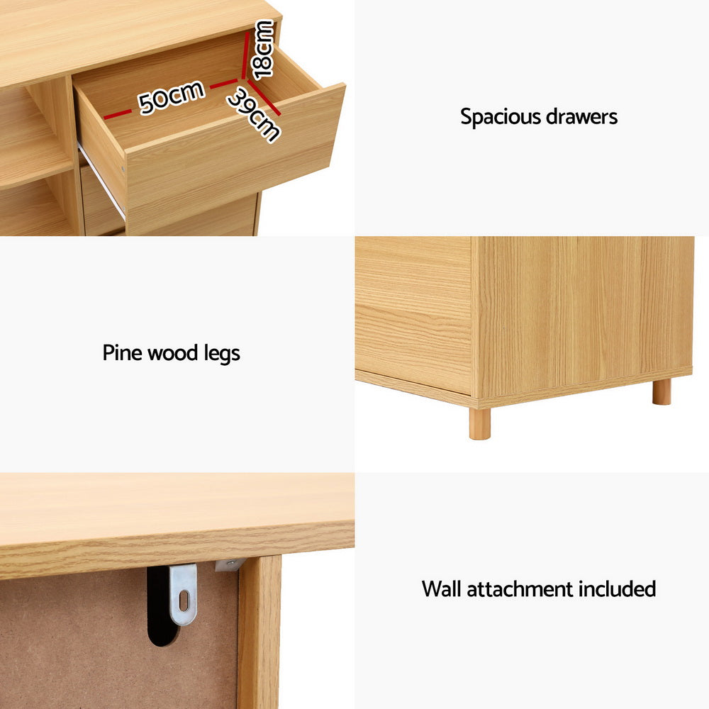 Contemporary 3-Drawer Storage Cabinet with Shelves