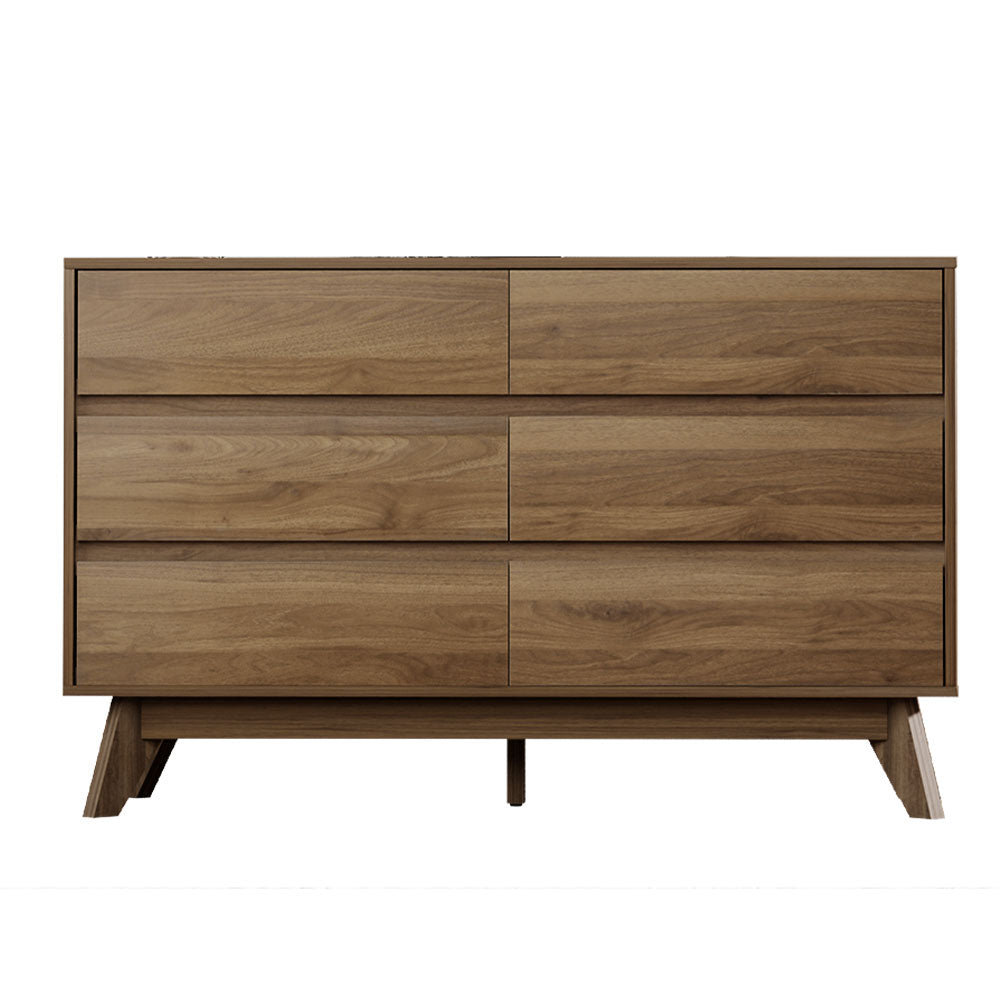 Walnut 6-Drawer Modern Chest of Drawers