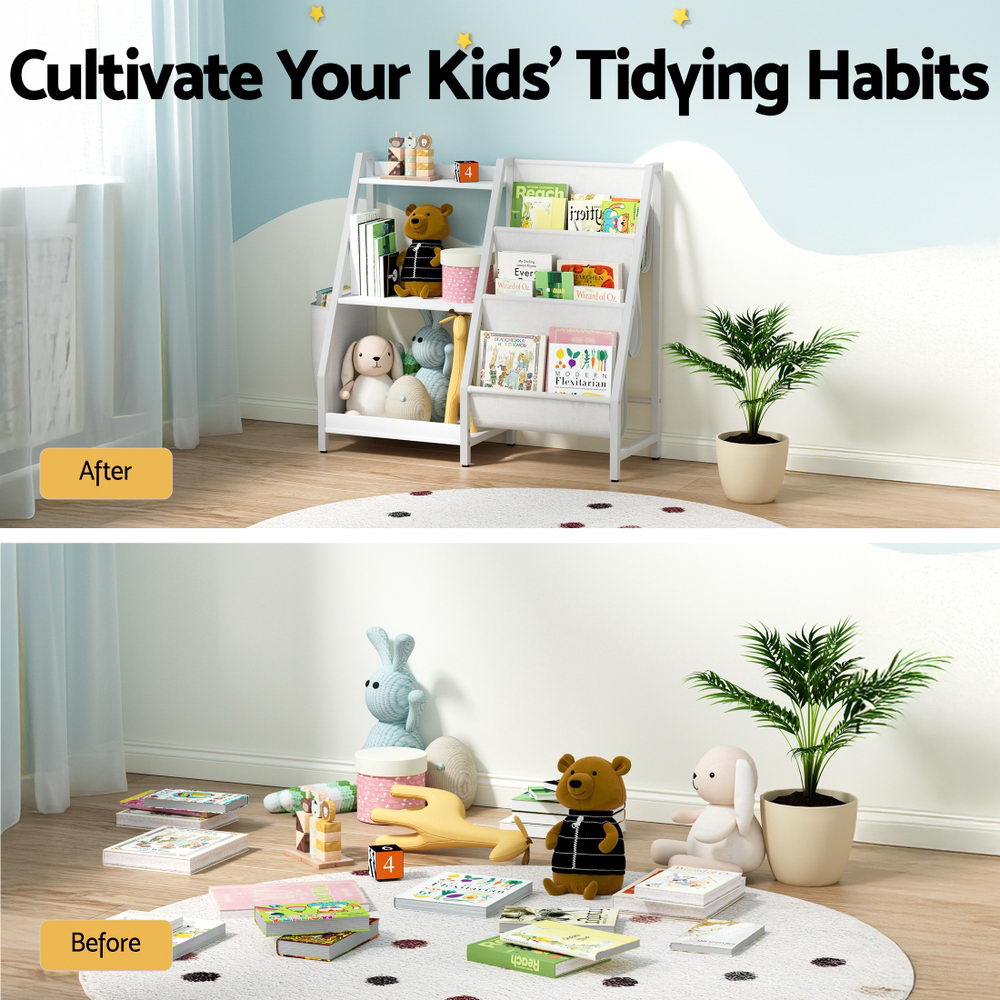 Keezi 3-Tier Kids Bookshelf Bookcase Children Toy Storage Organizer Rack Display Shelf