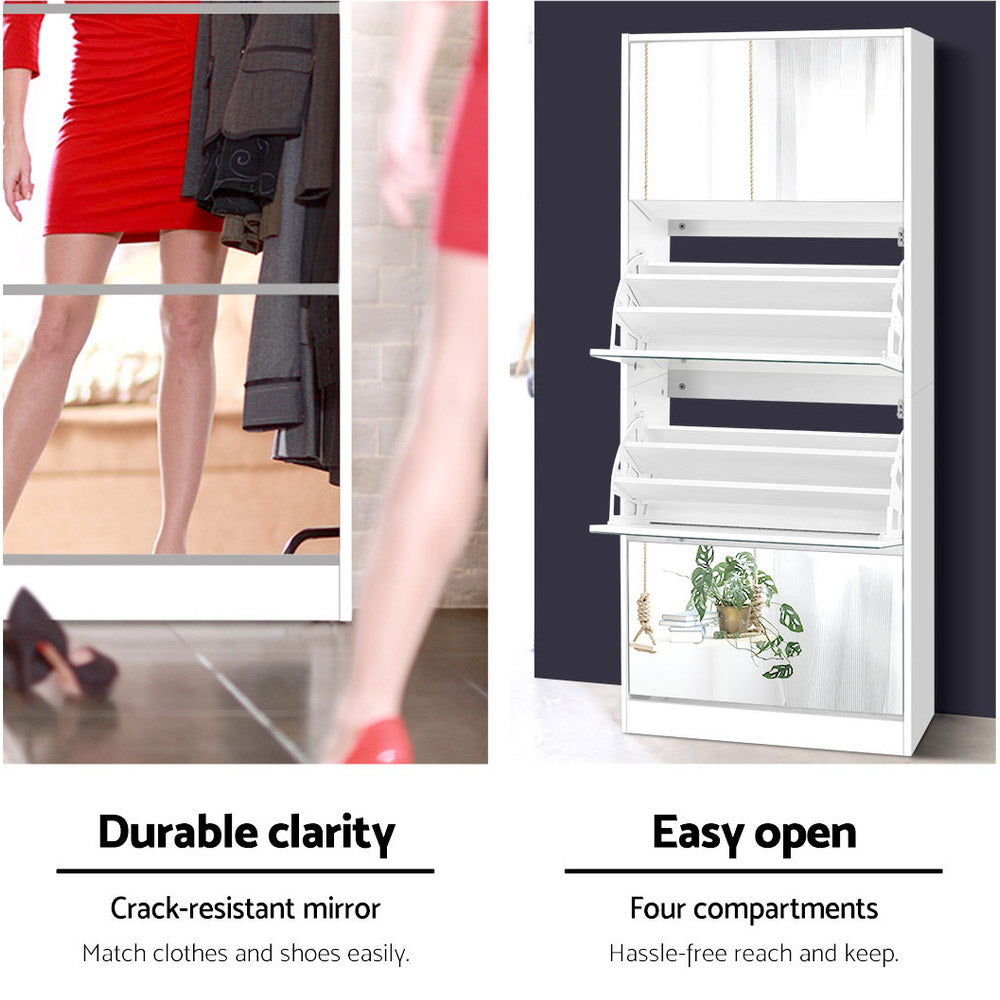 Elegant Shoe Rack with Full-Length Mirror