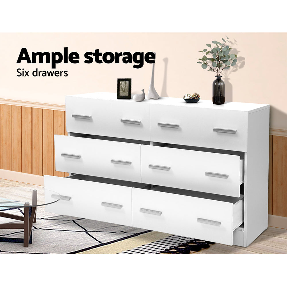 Contemporary 6-Drawer White Chest of Drawers