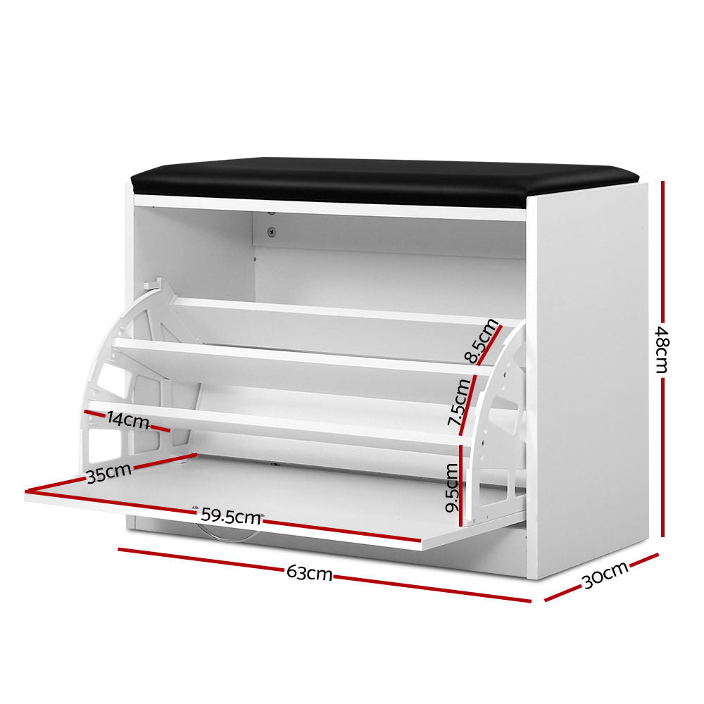 White Multifunctional Shoe Rack and Bench