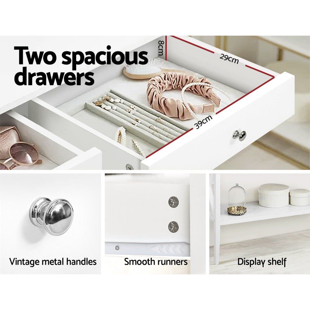 Artiss White Console Table with 2 Drawers