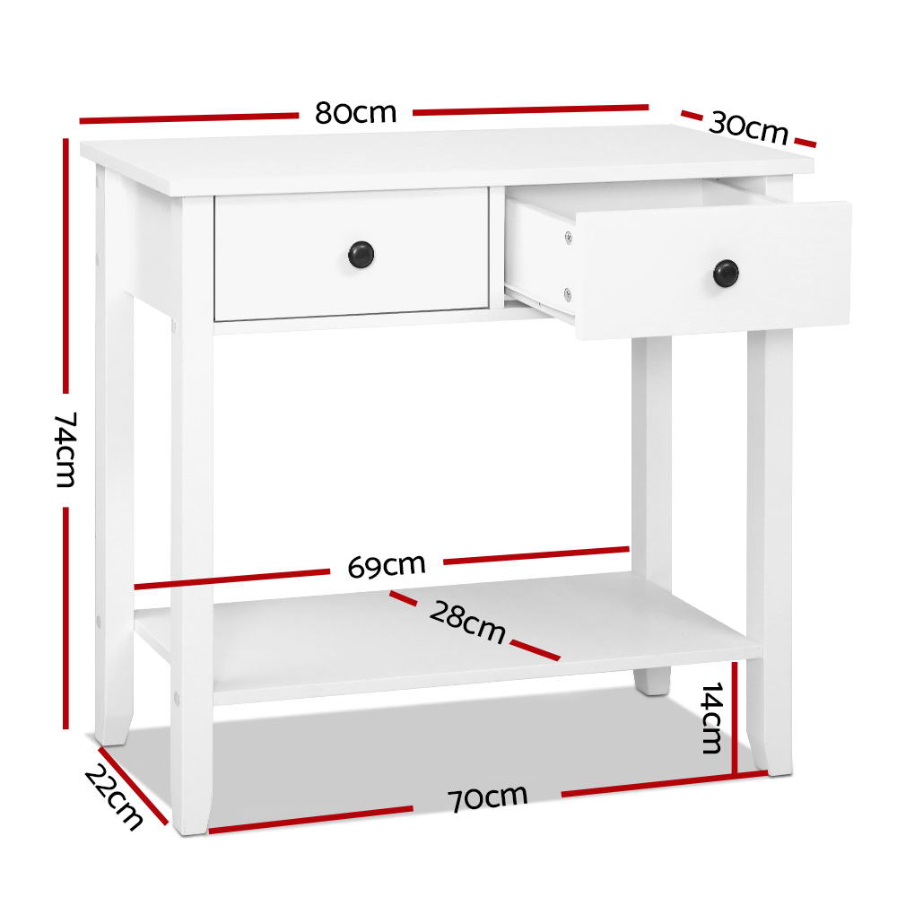 Artiss White Console Table with 2 Drawers