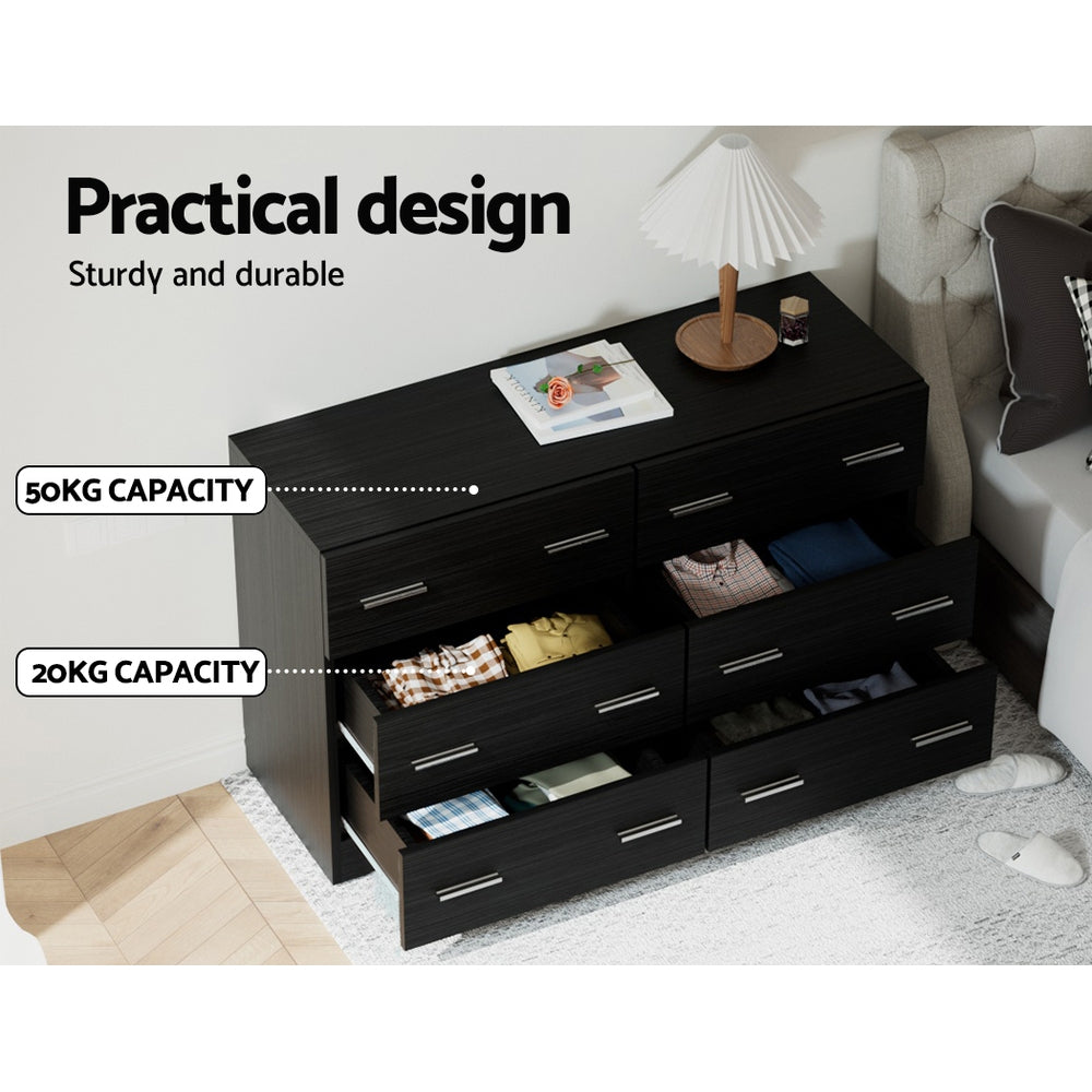 Elegant 6-Drawer Black Chest of Drawers