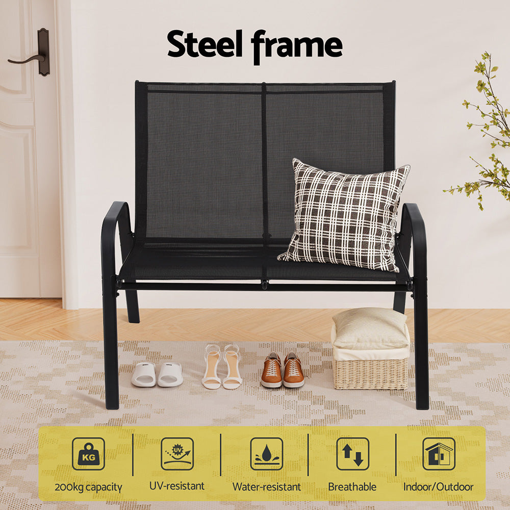 Gardeon 2-Seat Steel Outdoor Patio Bench