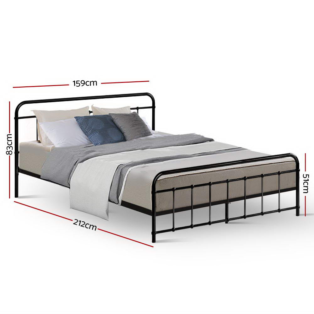 Artiss LEO Queen Metal Bed Frame - Black