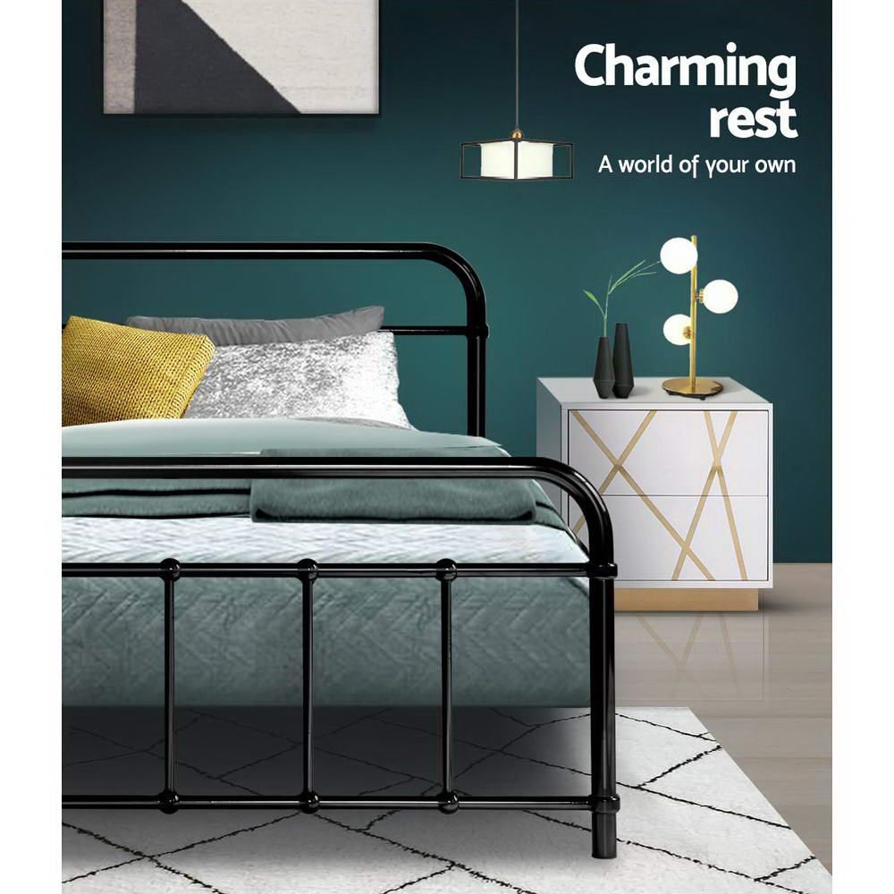 Artiss LEO Queen Metal Bed Frame - Black