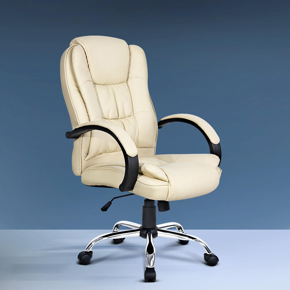 Artiss Beige Leather Executive Office Chair