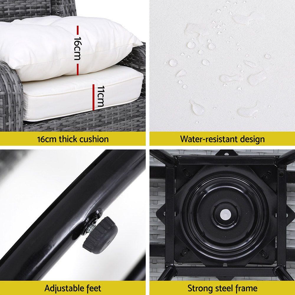 Gardeon 3-Piece Swivel Wicker Bistro Set