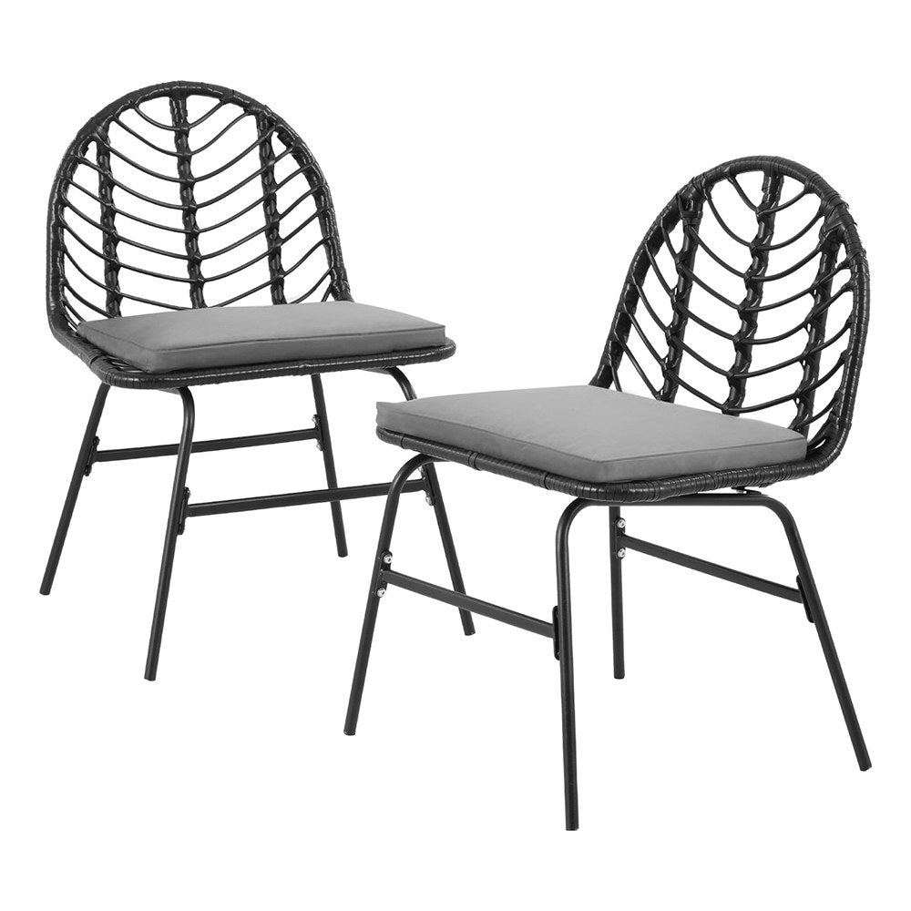 Gardeon Black Wicker Outdoor Chair Set