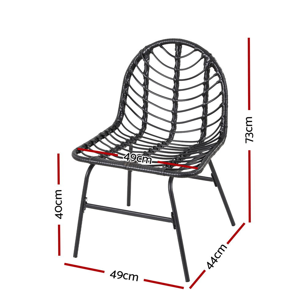 Gardeon Black Wicker Outdoor Chair Set