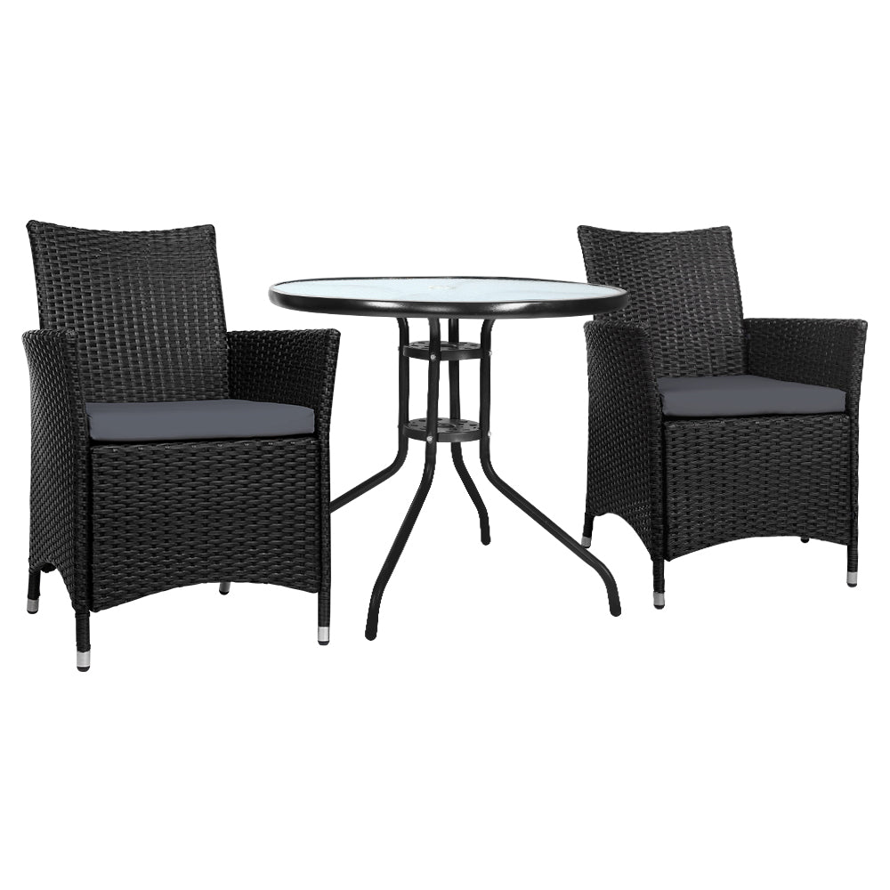 Gardeon Outdoor Rattan Bistro Set with Cushions